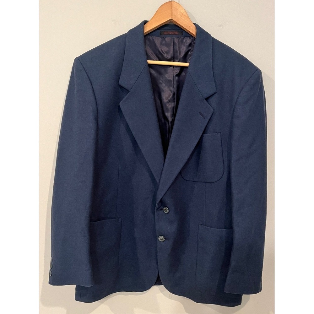 Alexander Shields Vintage Wool Blazer Sport Coat Navy Blue 42S Patch Pockets